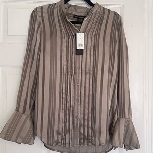 Banana Republic Taupe Striped Blouse